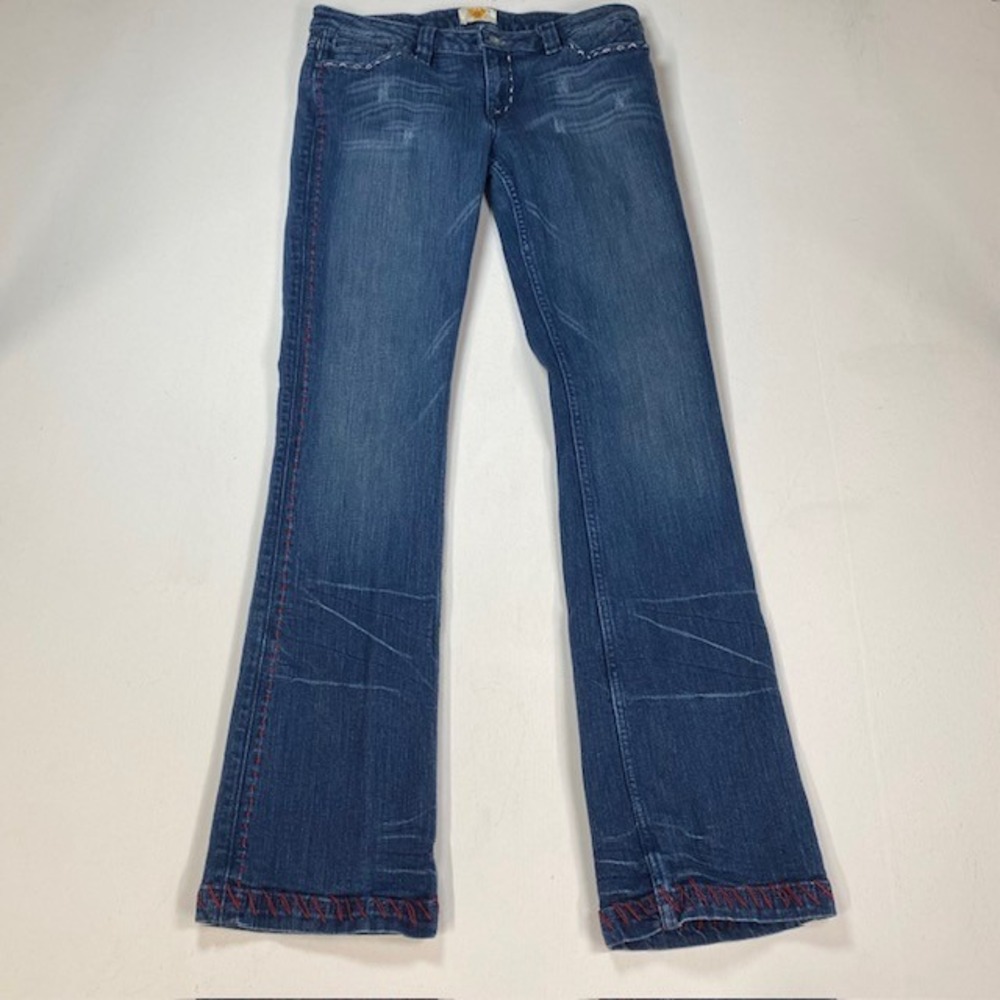 Antik Denim WSF2362 Bootcut Jeans Blue Medium Wash Red Whipstitch Low Rise 28